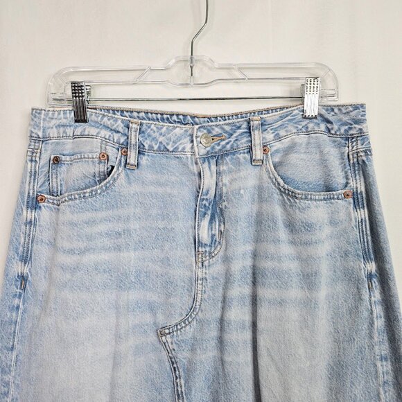 AMERICAN EAGLE Denim Maxi Skirt Jean LIGHT WASH BLUE size 8 Low Rise Long Retro - Picture 4 of 9